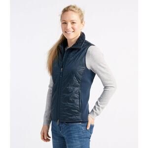 L.L.Bean Quilted Puffer Vest Women’s Winter Fleece Lined Navy Blue Small Petite